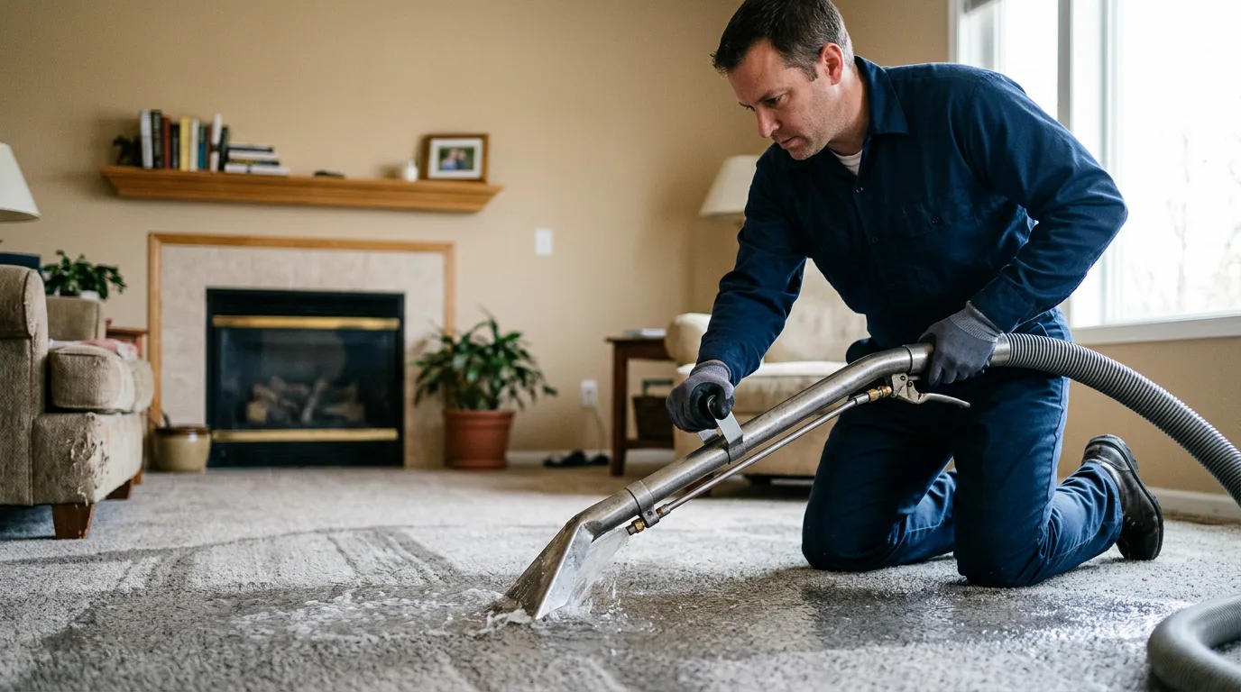 Water damage restoration technician working near Chrisney, IN